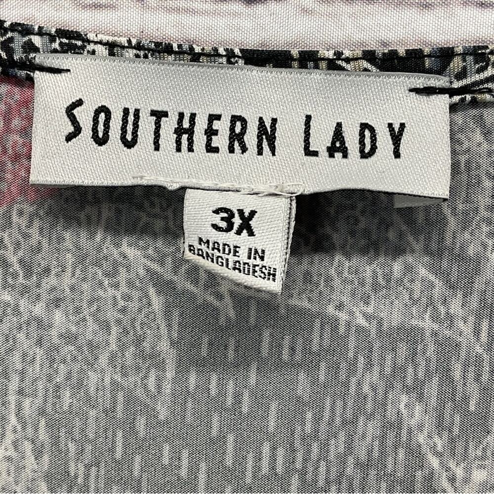 Southern Lady Tunic Top Women's Plus Size 3x Gray/Black/Wine Leaf Print Business - Picture 2 of 6